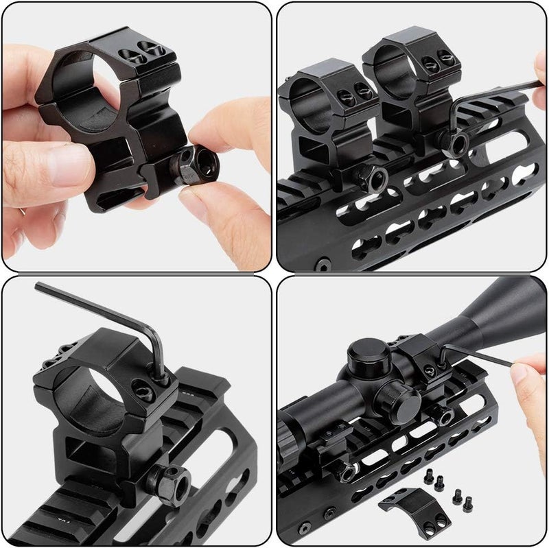 LONSEL 1'' Scope Rings, 2Pcs High Profile or 2Pcs Medium Profile 1 Inch Scope Mount Rings for Picatinny Rail - Image 5
